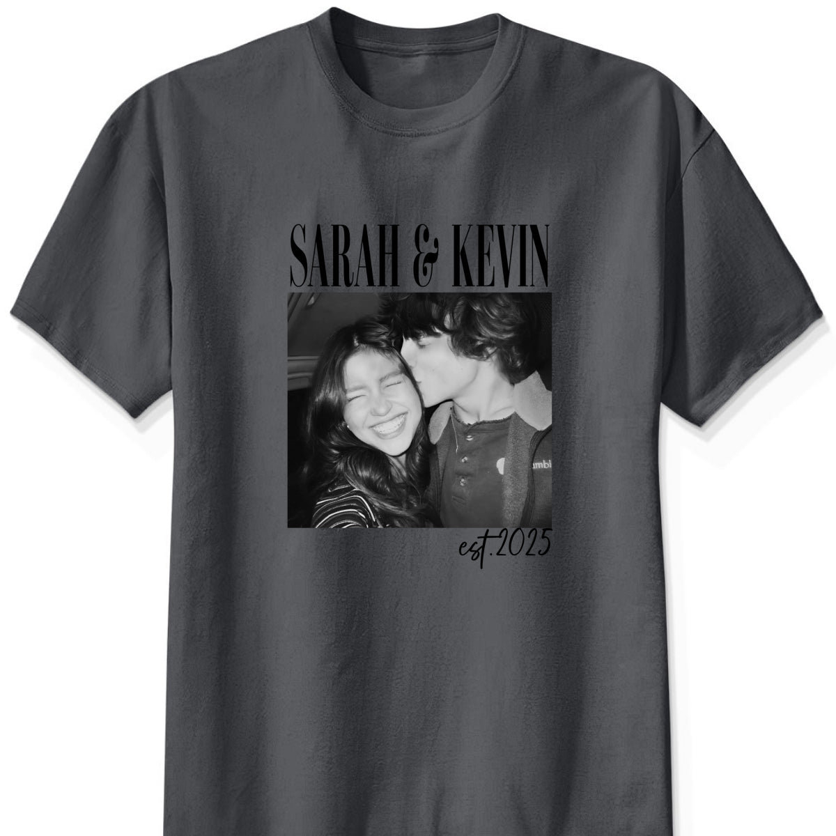 Vintage Couple Picture Matching, Anniversary Gift, Valentine's Day Gifts - Personalized Photo Comfort Tee