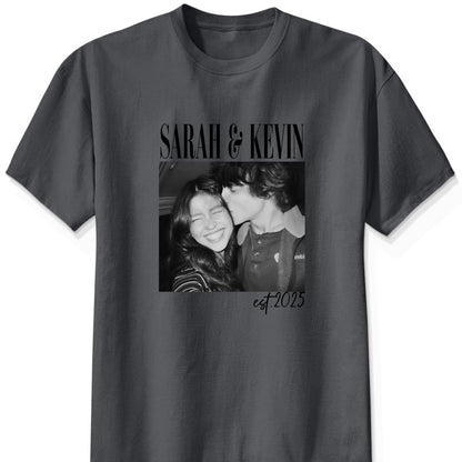 Vintage Couple Picture Matching, Anniversary Gift, Valentine's Day Gifts - Personalized Photo Comfort Tee