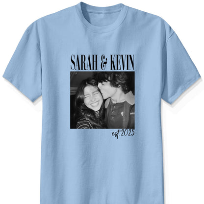 Vintage Couple Picture Matching, Anniversary Gift, Valentine's Day Gifts - Personalized Photo Comfort Tee