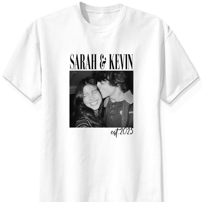 Vintage Couple Picture Matching, Anniversary Gift, Valentine's Day Gifts - Personalized Photo Comfort Tee