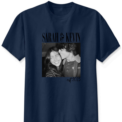Vintage Couple Picture Matching, Anniversary Gift, Valentine's Day Gifts - Personalized Photo Comfort Tee
